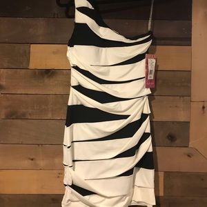 Black & White Bodycon One Shoulder Dress